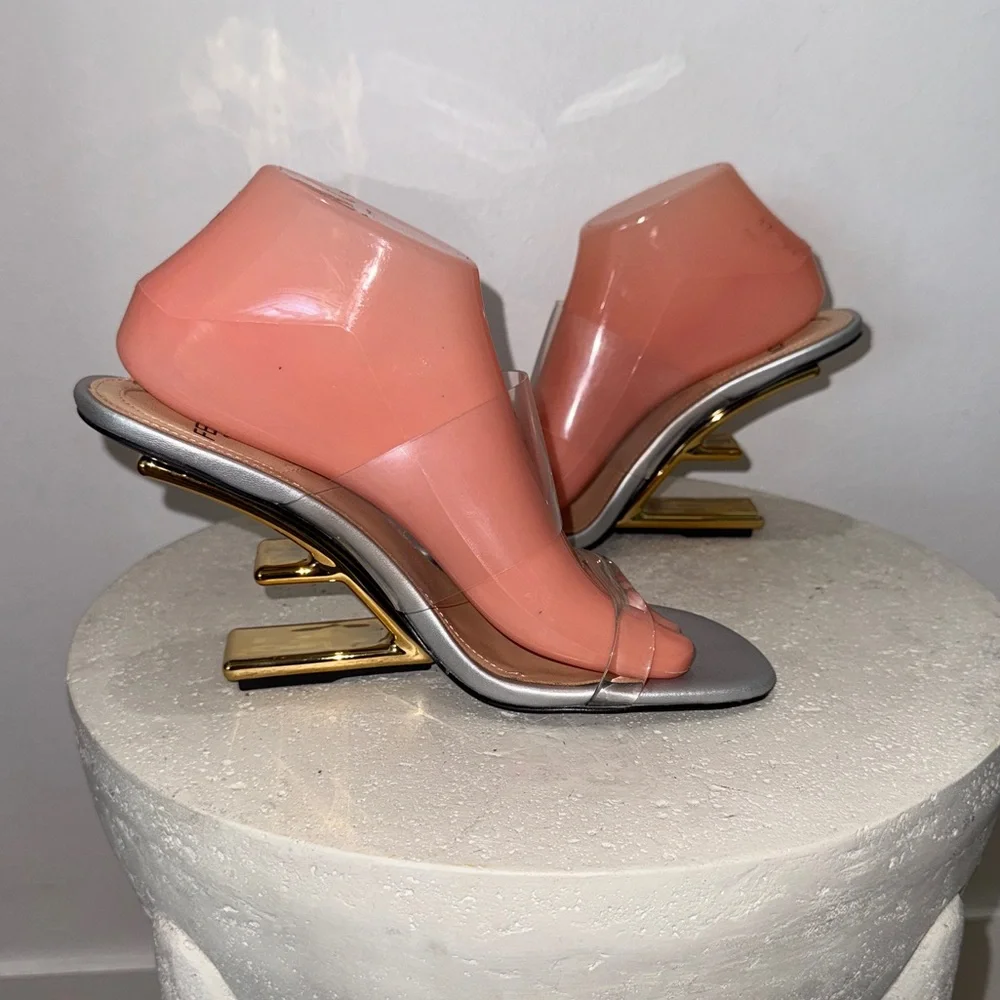 Luxury Clear Strap Sandals in Silver - Picture 4 of 11